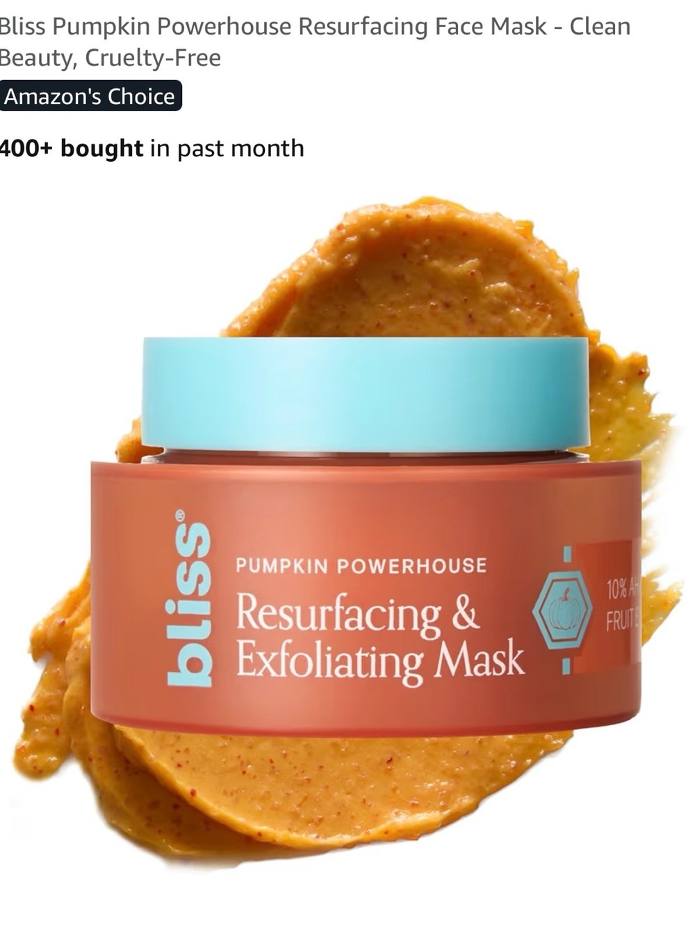 bliss Pumpkin Powerhouse Resurfacing & Exfoliating Mask — Orange